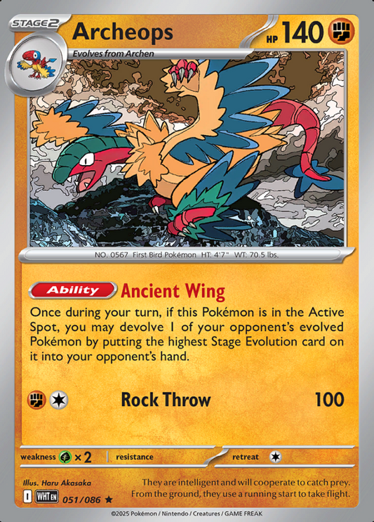 051/086 Archeops White Flare Pokémon Card