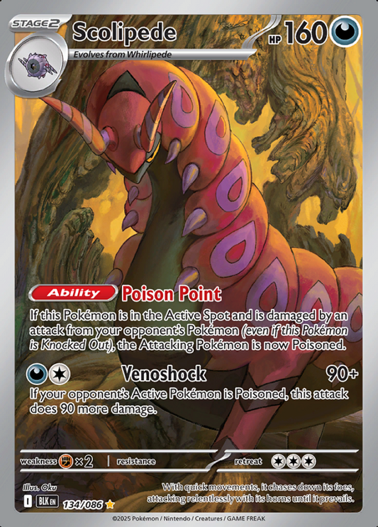 134/086 Scolipede Illustration Rare Black Bolt Pokémon Card
