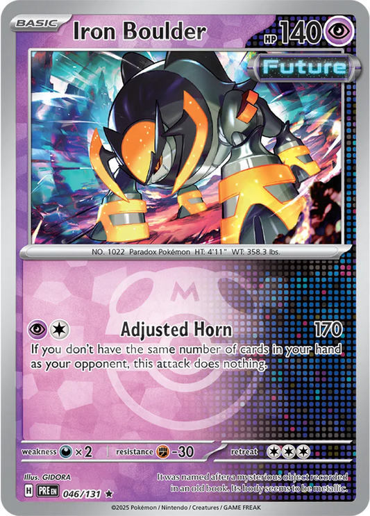 046/131 Iron Boulder Master Ball Holo Prismatic Evolutions Pokémon Card