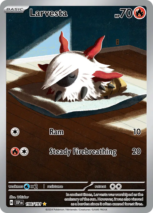 196/191 Larvesta Surging Sparks Pokémon Card