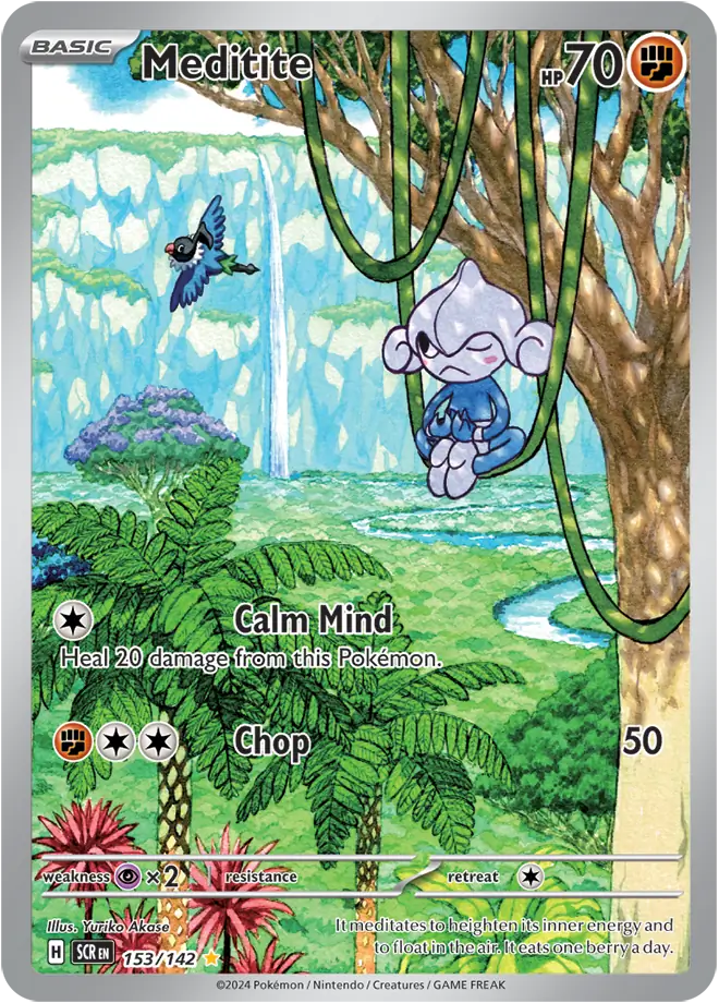 153/142 Meditite Stellar Crown Pokémon Card