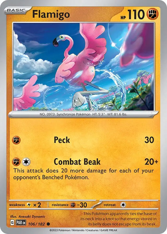106/182 Flamigo Paradox Rift Pokémon Card