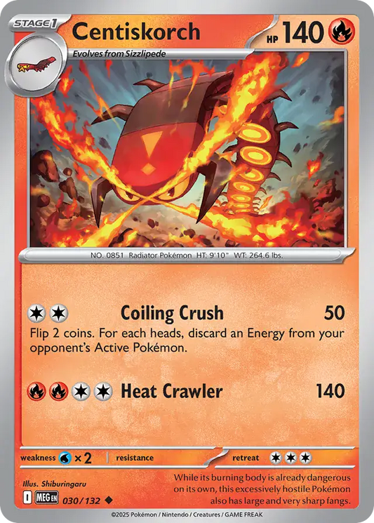 030/132 Centiskorch Mega Evolution Pokémon Card