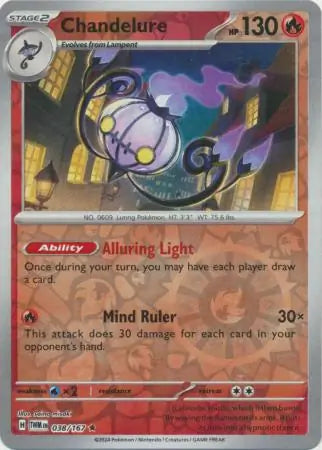 038/167 Chandelure Reverse Holo Twilight Masquerade Pokémon Card