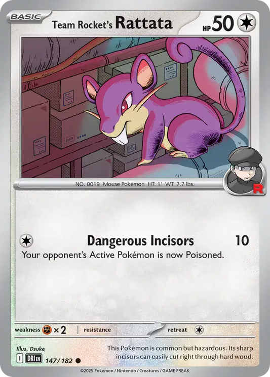 147/182 Team Rocket's Rattata Destined Rivals Pokémon Card