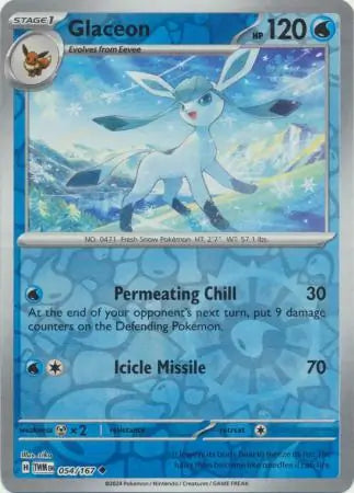 054/167 Glaceon Reverse Holo Twilight Masquerade Pokémon Card