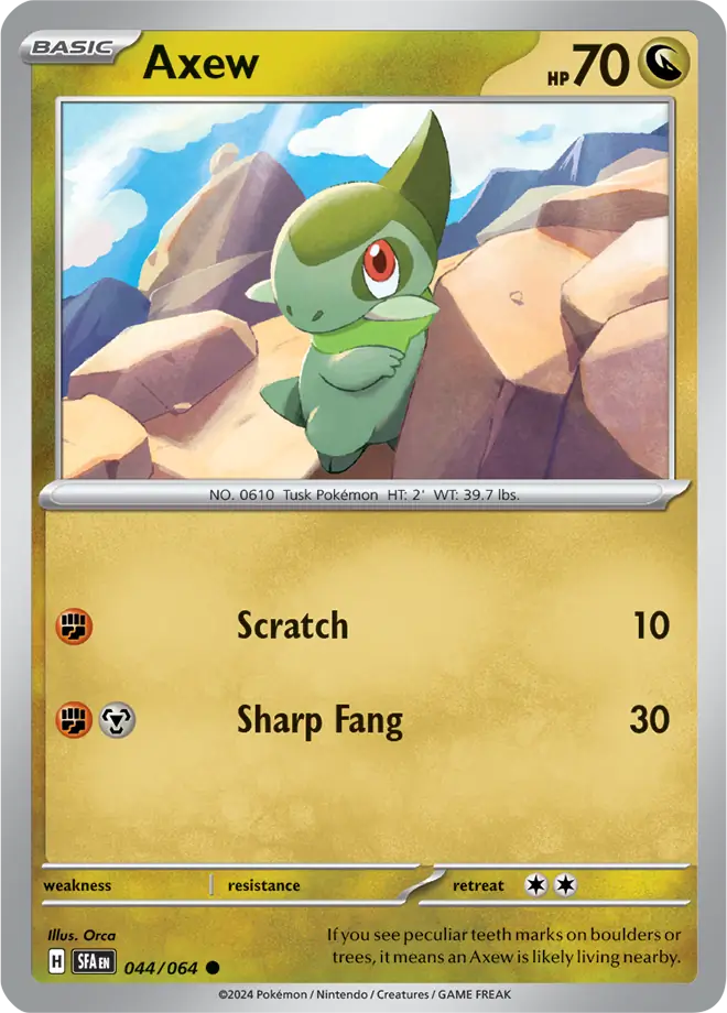 044/064 Axew Shrouded Fable Pokémon Card