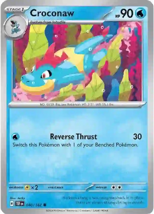 040/162 Croconaw Scarlet & Violet Temporal Forces Pokémon Card