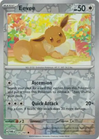 135/167 Eevee Reverse Holo Twilight Masquerade Pokémon Card