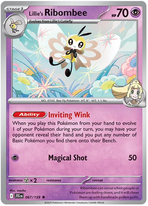 067/159 Lillie's Ribombee Journey Together Pokémon Card