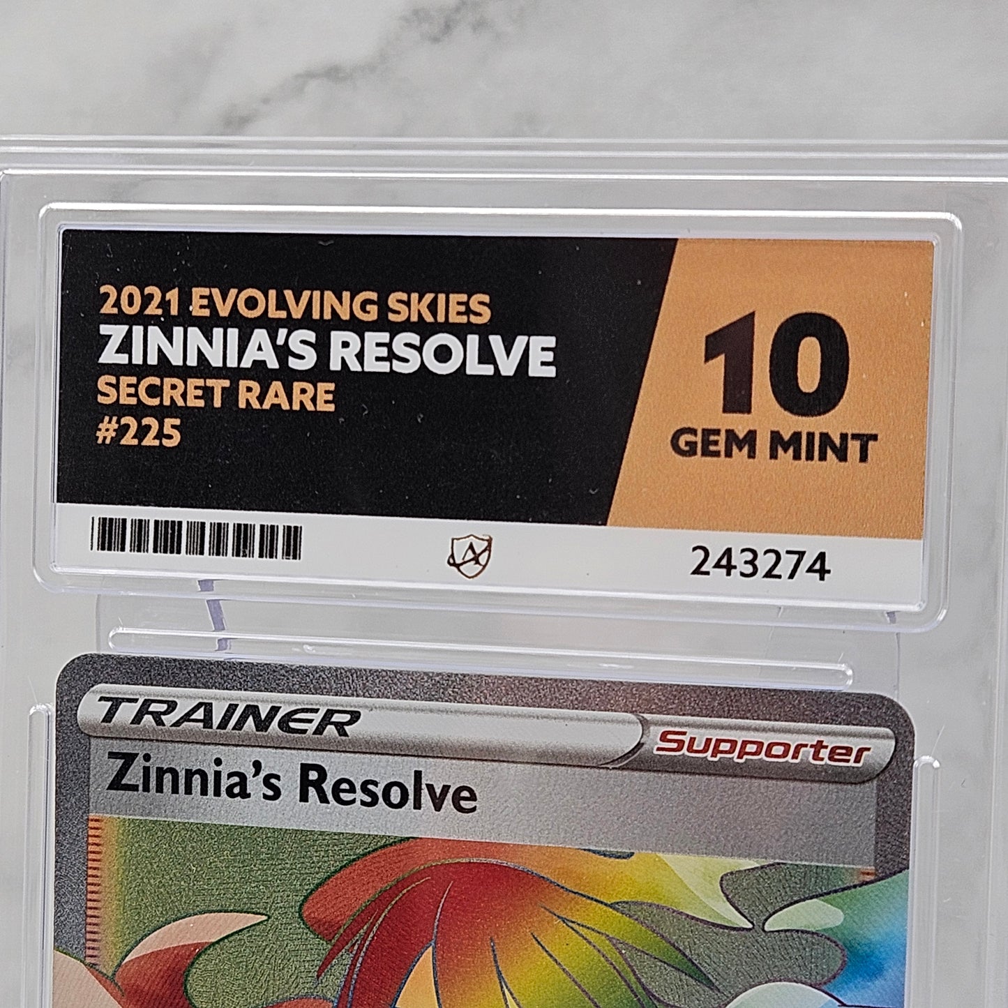 Zinnia's Resolve 225/203 English Evolving Skies Secret Rare Pokémon Card ACE Graded 10