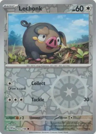 155/198 Lechonk Reverse Holo Scarlet & Violet Base Set Pokémon Card