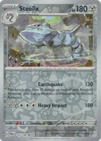 125/182 Steelix Reverse Holo Paradox Rift Pokémon Card
