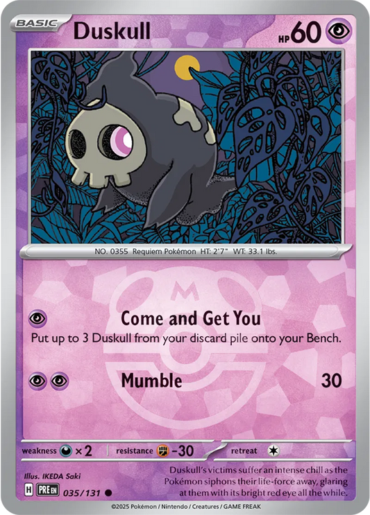 035/131 Duskull Master Ball Holo Prismatic Evolutions Pokémon Card