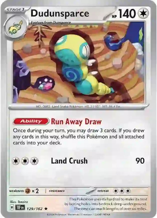129/162 Dudunsparce Scarlet & Violet Temporal Forces Pokémon Card