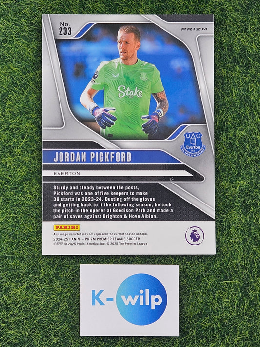 #233 Jordan Pickford (Everton) 2024-2025 Panini Prizm Premier League Base Card Breakaway Prizm
