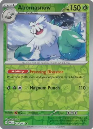 011/193 Abomasnow Reverse Holo Paldea Evolved Pokémon Card