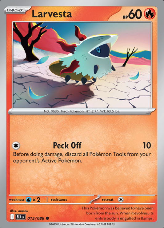 015/086 Larvesta Black Bolt Pokémon Card