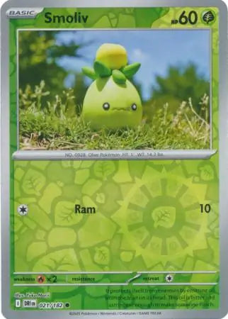 021/182 Smoliv Reverse Holo Destined Rivals Pokémon Card