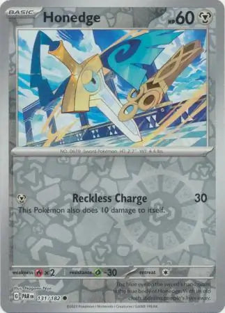 131/182 Honedge Reverse Holo Paradox Rift Pokémon Card