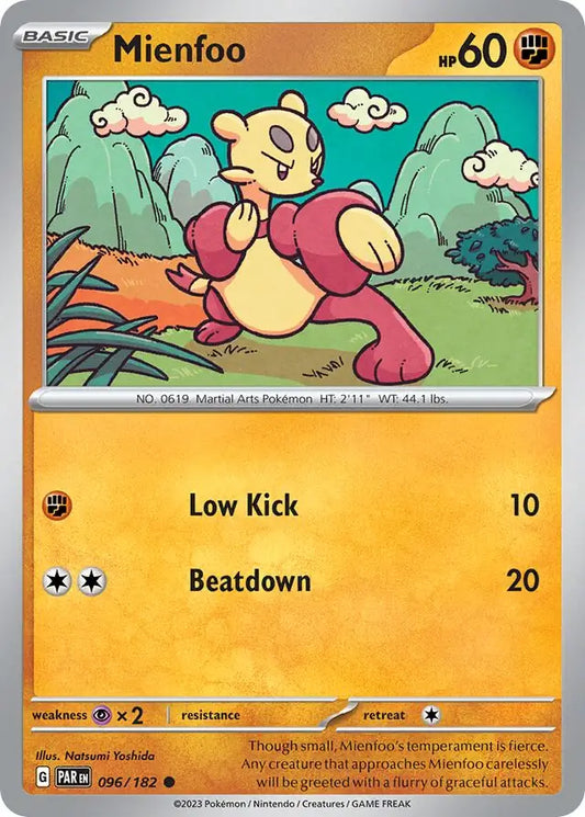 096/182 Mienfoo Paradox Rift Pokémon Card