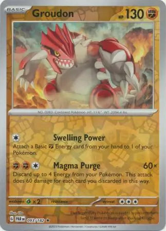 093/182 Groudon Reverse Holo Paradox Rift Pokémon Card