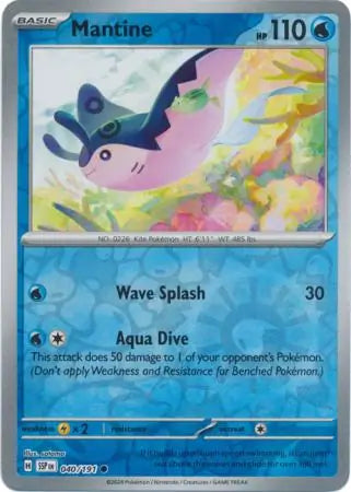 040/191 Mantine Reverse Holo Surging Sparks Pokémon Card