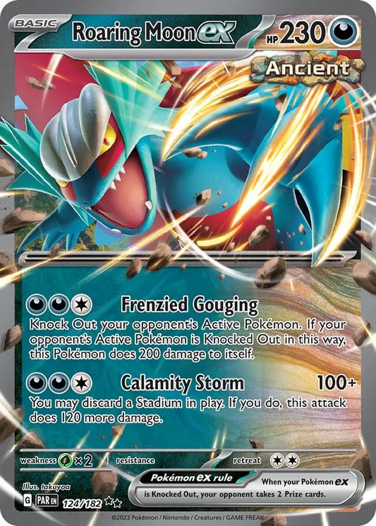 124/182 Roaring Moon ex Paradox Rift Pokémon Card