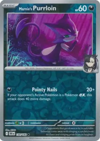 130/182 Marnie's Purrloin Reverse Holo Destined Rivals Pokémon Card