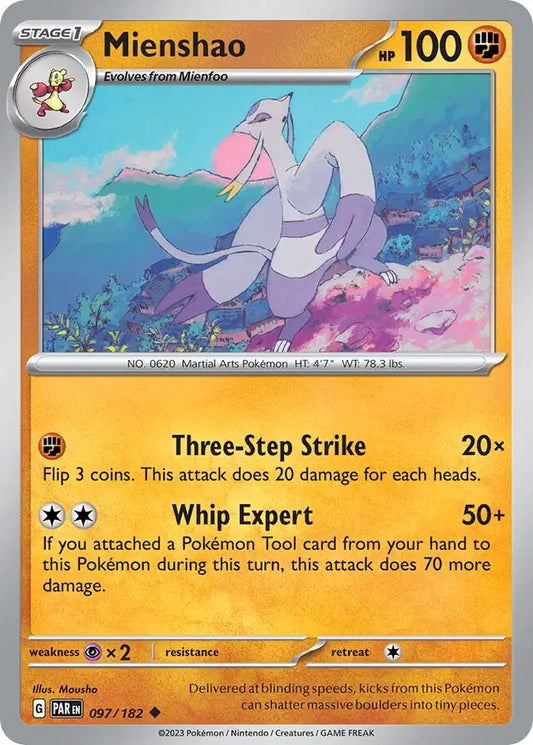 097/182 Mienshao Paradox Rift Pokémon Card