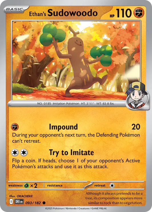 093/182 Ethan's Sudowoodo Destined Rivals Pokémon Card