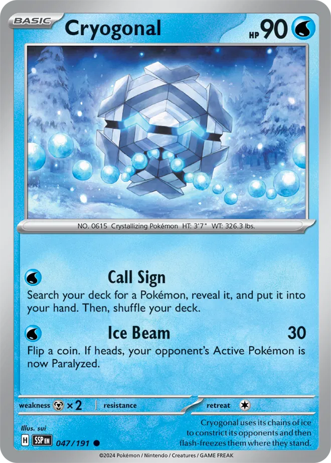 047/191 Cryogonal Surging Sparks Pokémon Card
