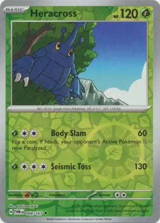 008/167 Heracross Reverse Holo Twilight Masquerade Pokémon Card