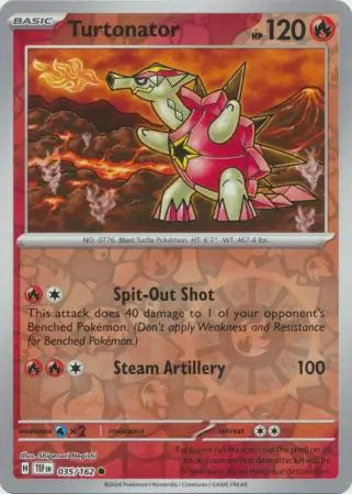 035/162 Turtonator Reverse Holo Temporal Forces Pokémon Card