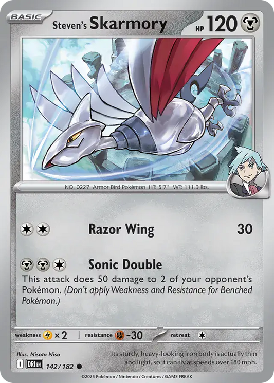 142/182 Steven's Skarmory Destined Rivals Pokémon Card