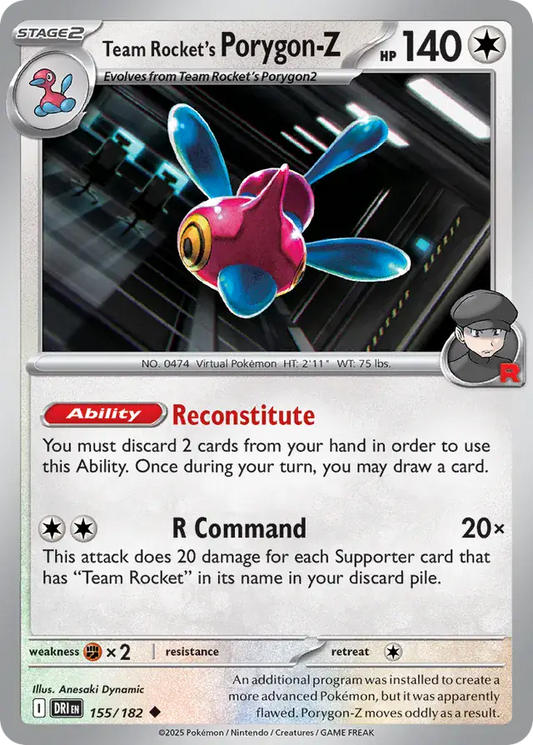 155/182 Team Rocket's Porygon-Z Destined Rivals Pokémon Card