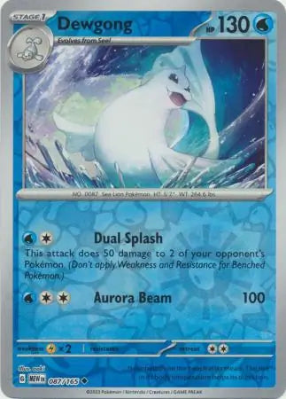 087/165 Dewgong Reverse Holo 151 Pokémon Card