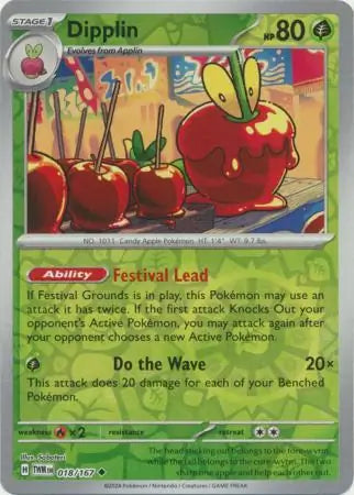 018/167 Dipplin Reverse Holo Twilight Masquerade Pokémon Card