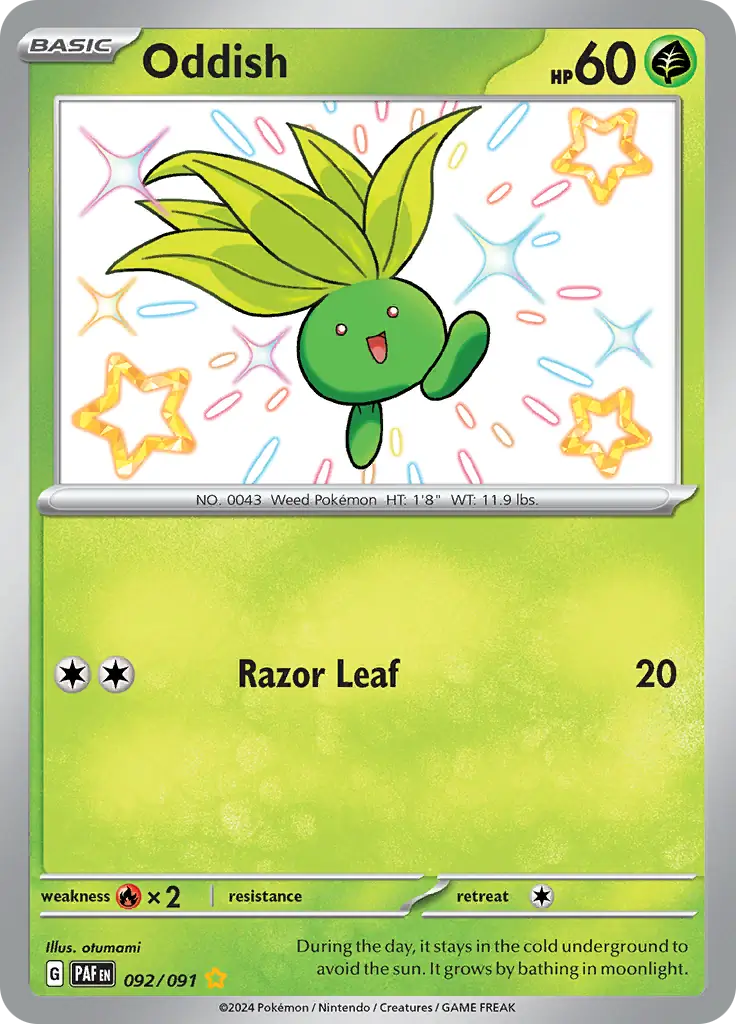 092/091 Oddish Paldean Fates Pokémon Card