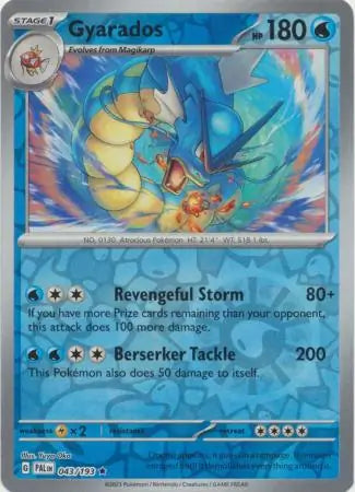 043/193 Gyarados Reverse Holo Paldea Evolved Pokémon Card