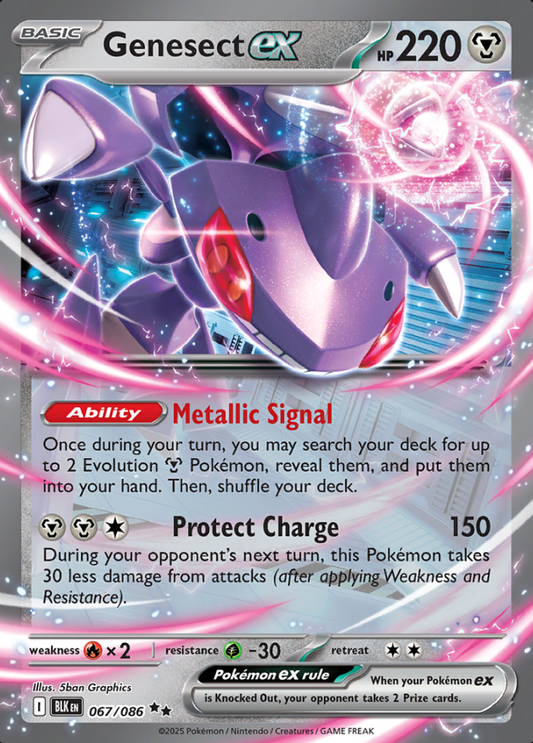 067/086 Genesect ex S&V Black Bolt Double Rare Holo Pokémon Card