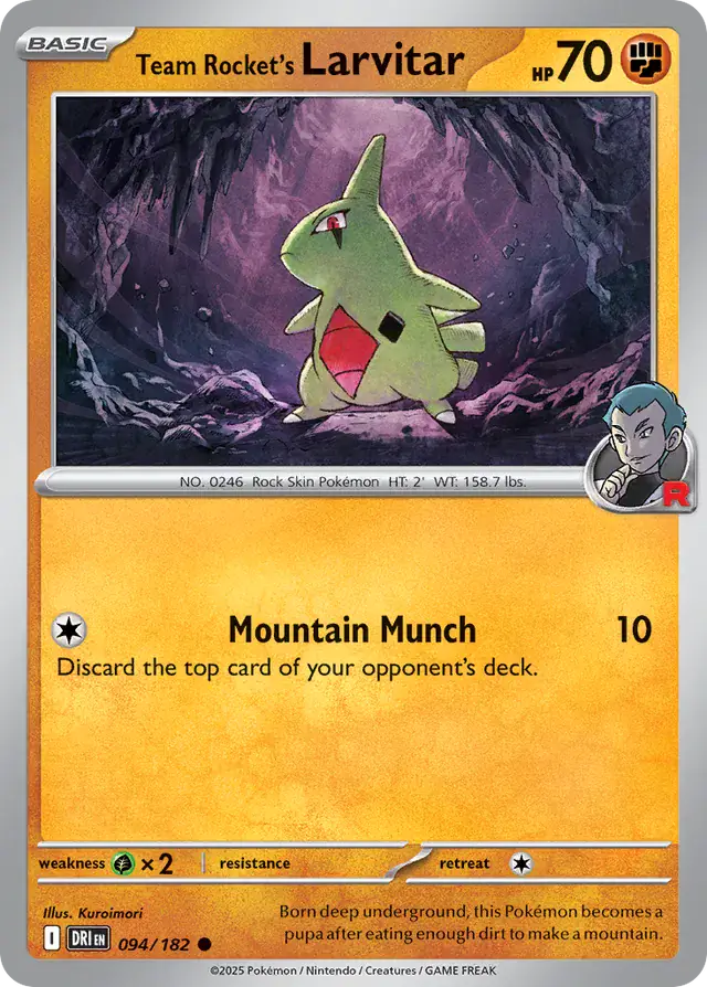 094/182 Team Rocket's Larvitar Destined Rivals Pokémon Card
