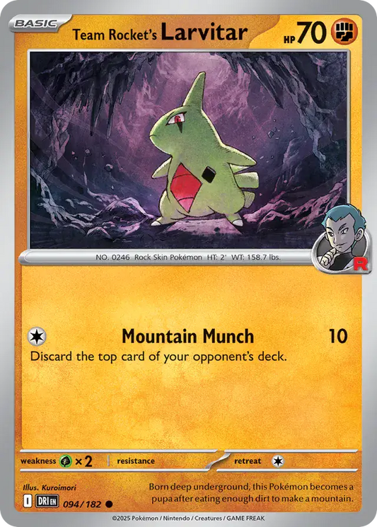 094/182 Team Rocket's Larvitar Destined Rivals Pokémon Card