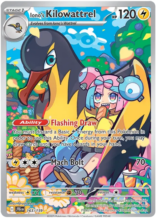 163/159 Iono's Kilowattrel Journey Together Pokémon Card