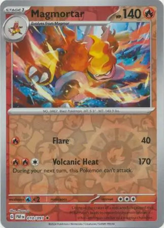 010/091 Magmortar Reverse Holo Paldean Fates Pokémon Card
