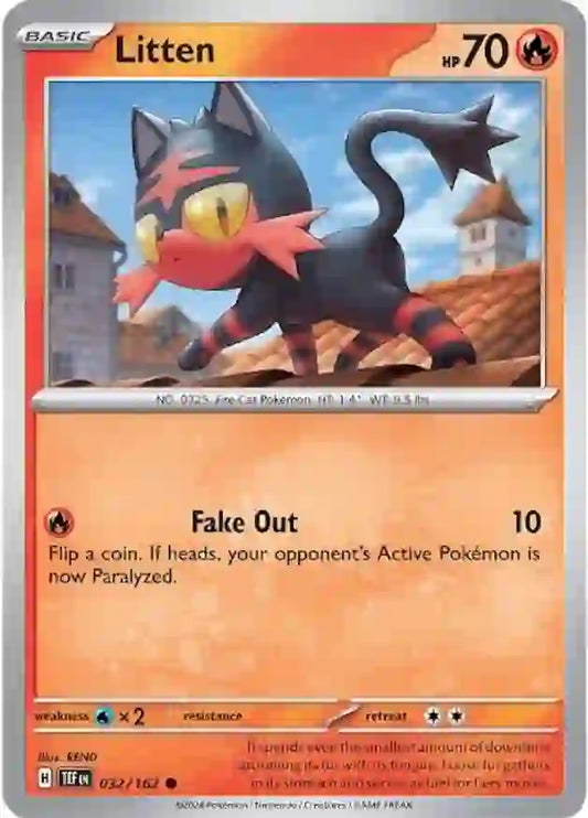 032/162 Litten Scarlet & Violet Temporal Forces Pokémon Card
