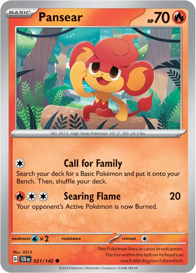 021/142 Pansear Stellar Crown Pokémon Card