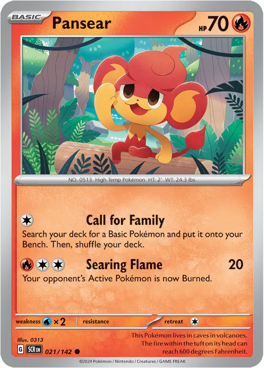 021/142 Pansear Stellar Crown Pokémon Card