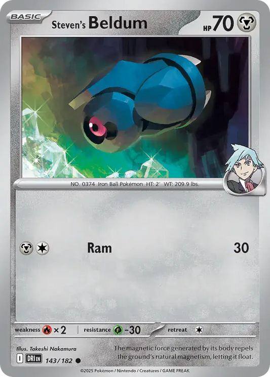 143/182 Steven's Beldum Destined Rivals Pokémon Card