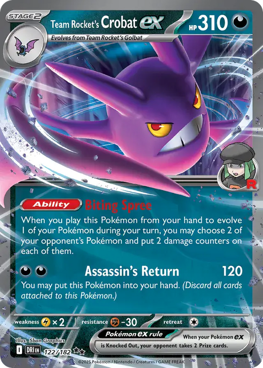 122/182 Team Rocket's Crobat ex Destined Rivals Pokémon Card